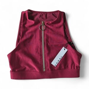 Koral Crop Coastal Zip Sport Top Womens sz S in Desejo NWT Light - Medium Impact